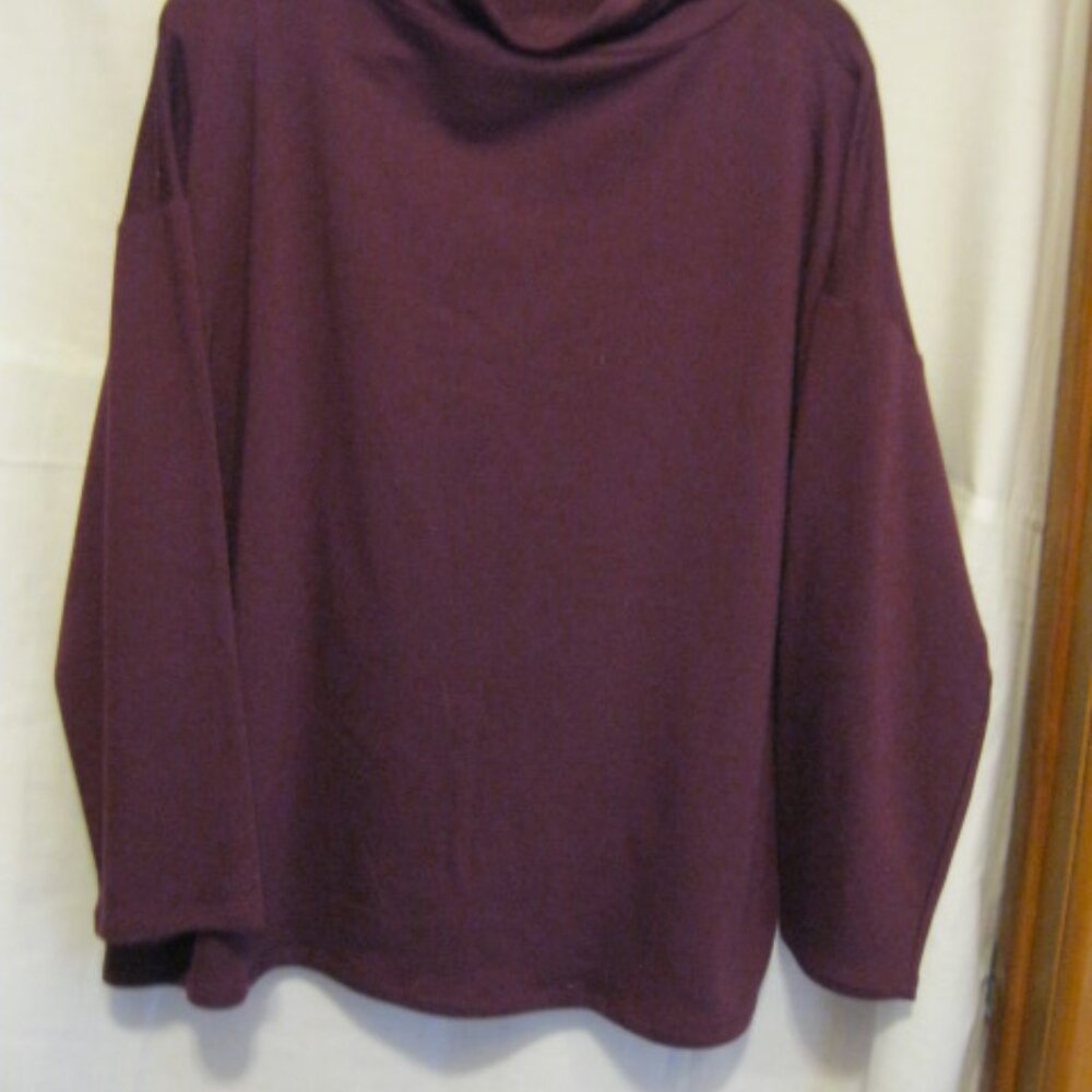 Eileen Fisher Tunic- funnel neck boxtop.  Burgundy/Wine  XL